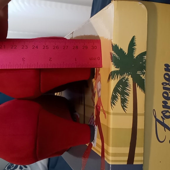 Suede Red Wedge Heels - Picture 5 of 6